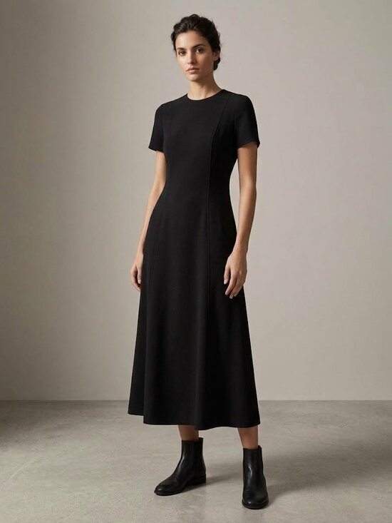 Polo Ralph Lauren Dresses & Skirts - NWT Polo Ralph Lauren Fit & Flare Midi in Black Short Sleeve Crepe Dress 8